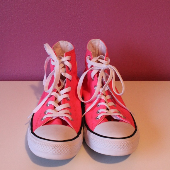NWOT Converse Neon Pink High Tops, size 12 - Picture 4 of 6